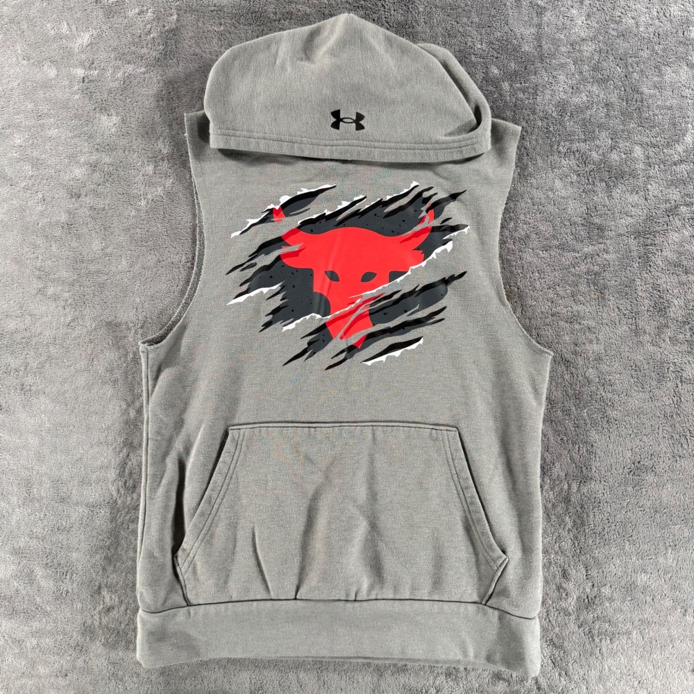 Under Armour Project Rock Rival Fleece Sleeveless Hoodie Brahma Bull YLG